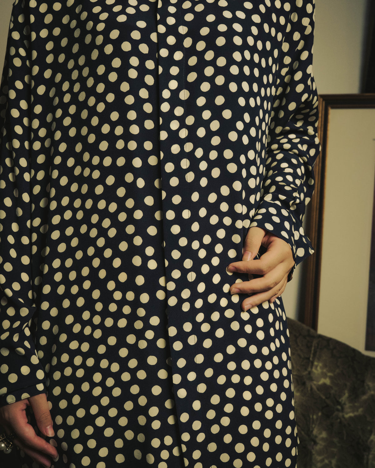-SPECIAL- "Saint Laurent" 2019-2020 Polka dot silk long sleeve shirt