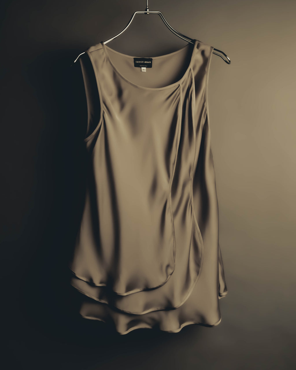 "GIORGIO ARMANI" 90's-00's Draped silk sleeveless top and skirt set