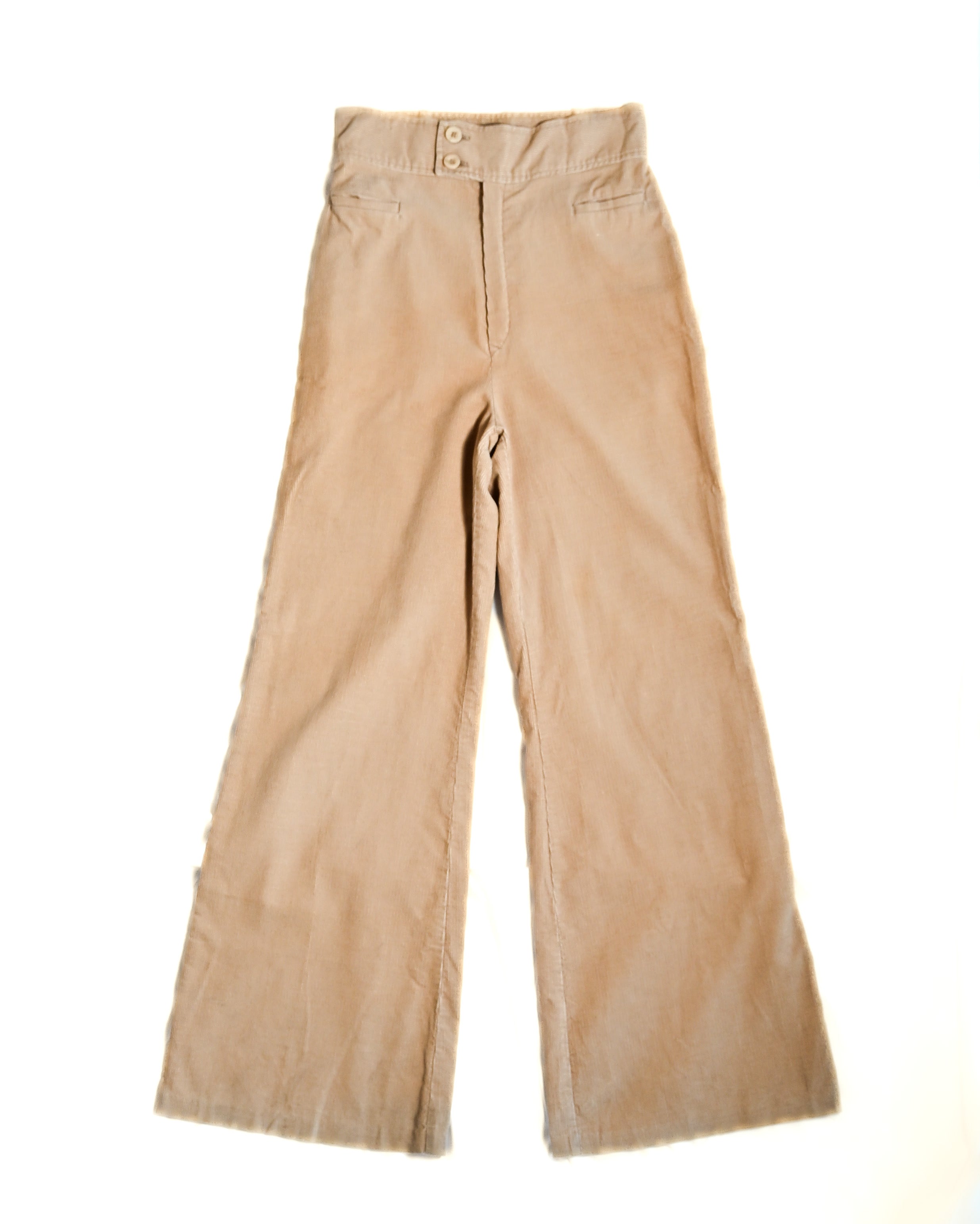 Vintage /Smooth Corduroy Wide Trousers Beige