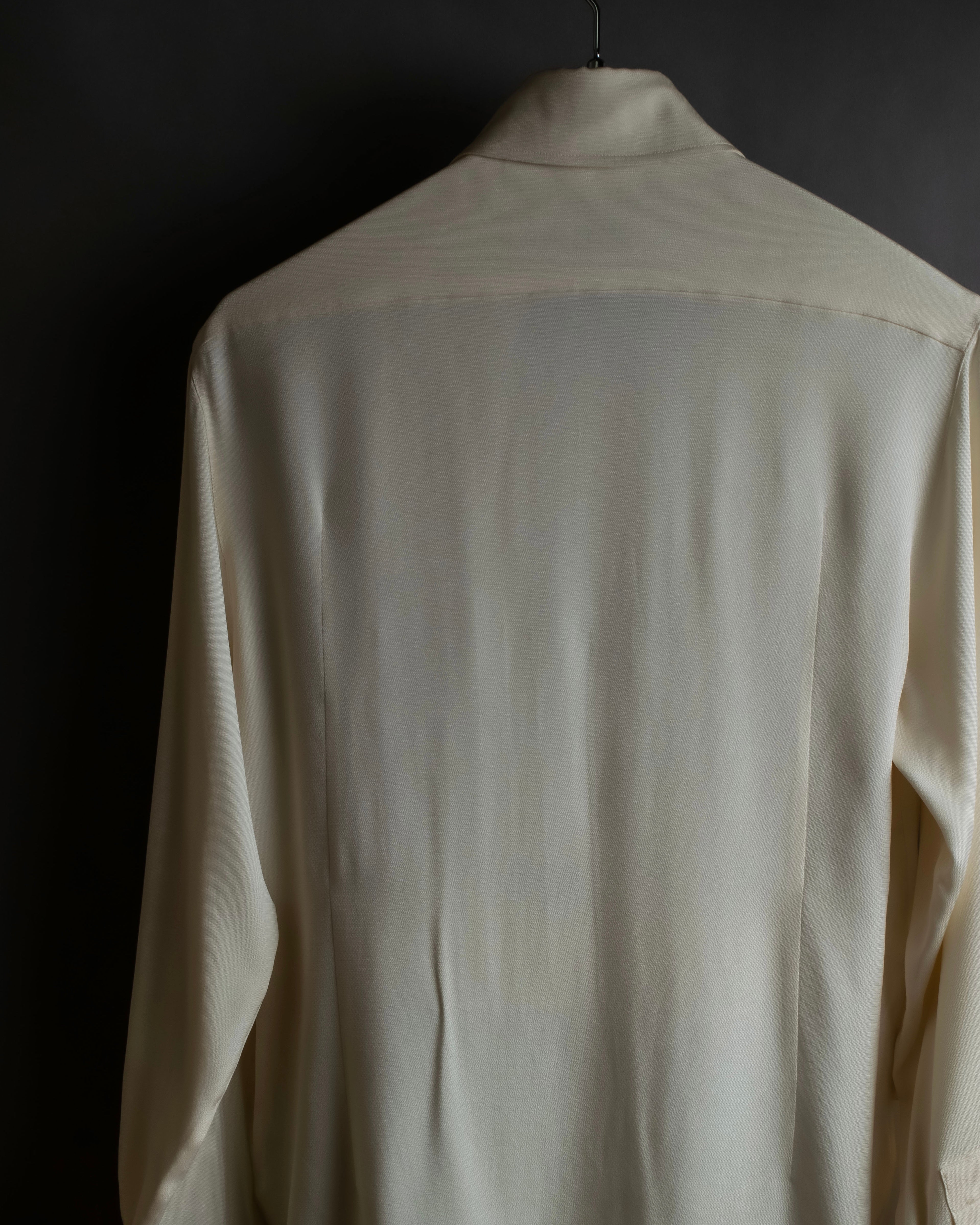 "HERMES" 90's Musical score motif front pleated shirt