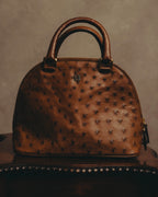 "LOEWE" 80's-90's Classic ostrich leather top handle handbag