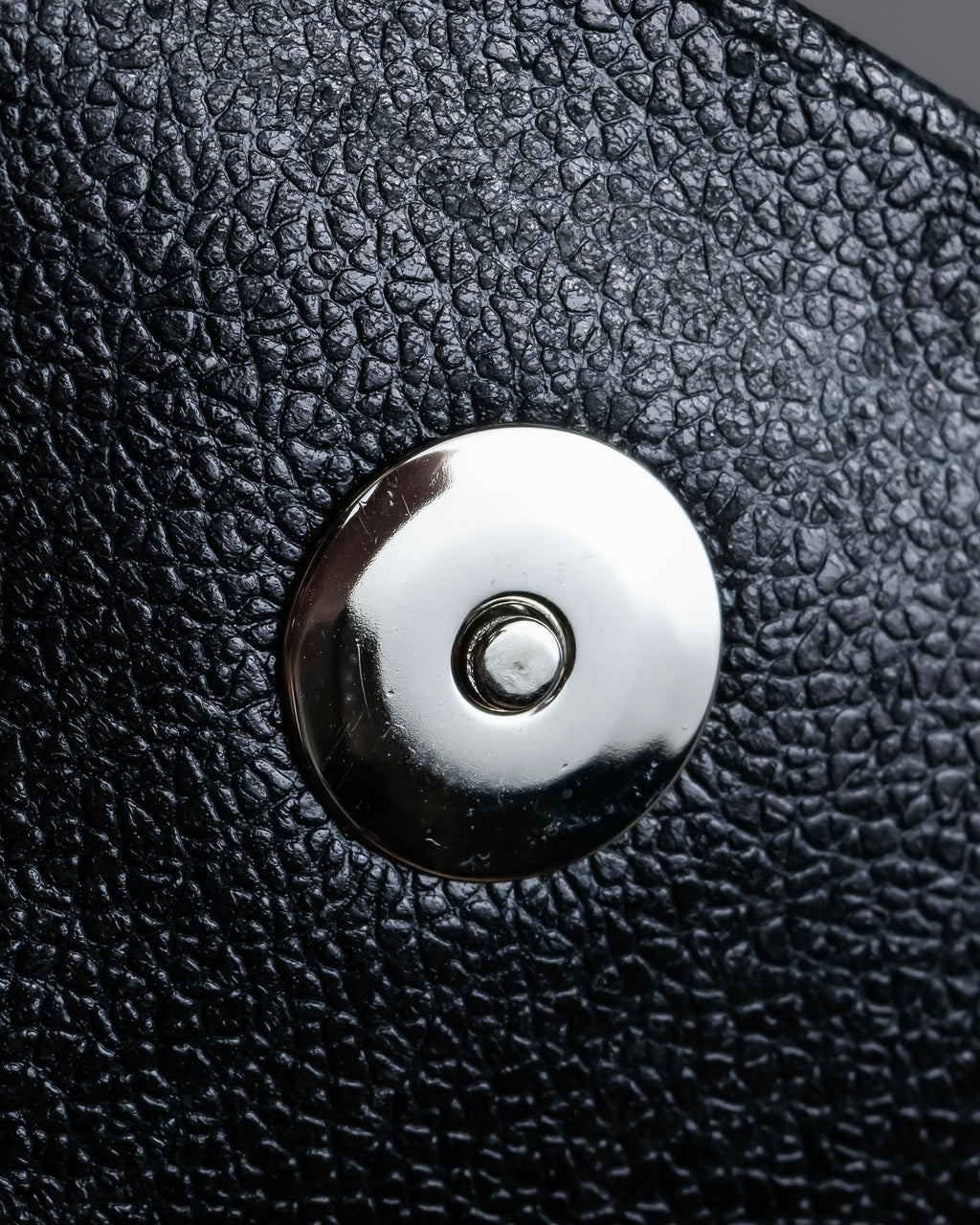 "BVLGARI" Horizontal form engraved logo leather bag