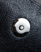 "BVLGARI" Horizontal form engraved logo leather bag