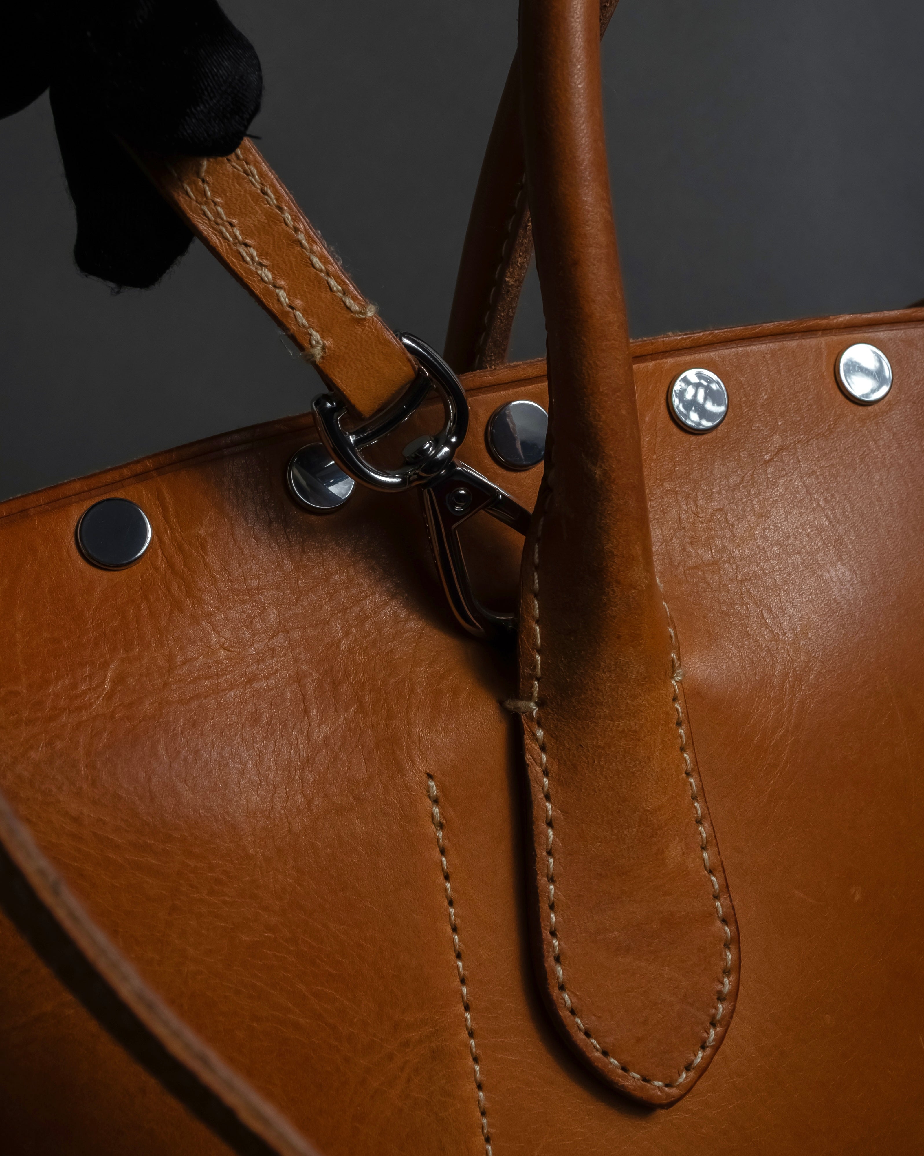 "Ralph Lauren" Metal stud design 2-way leather bag