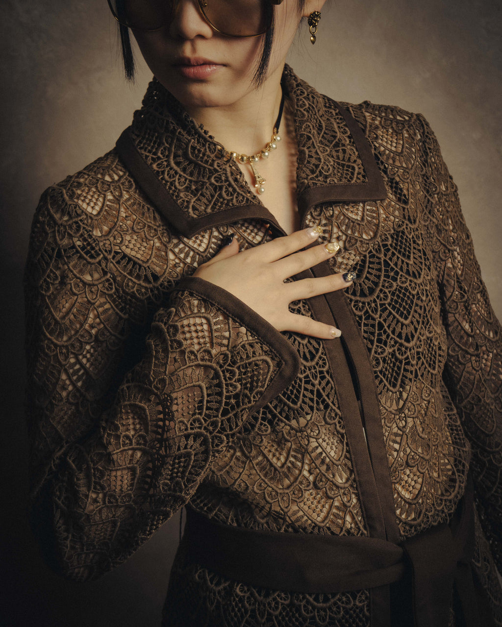 -SPECIAL- “VALENTINO ROMA” 1998-2008 Lace belted sheer coat dress