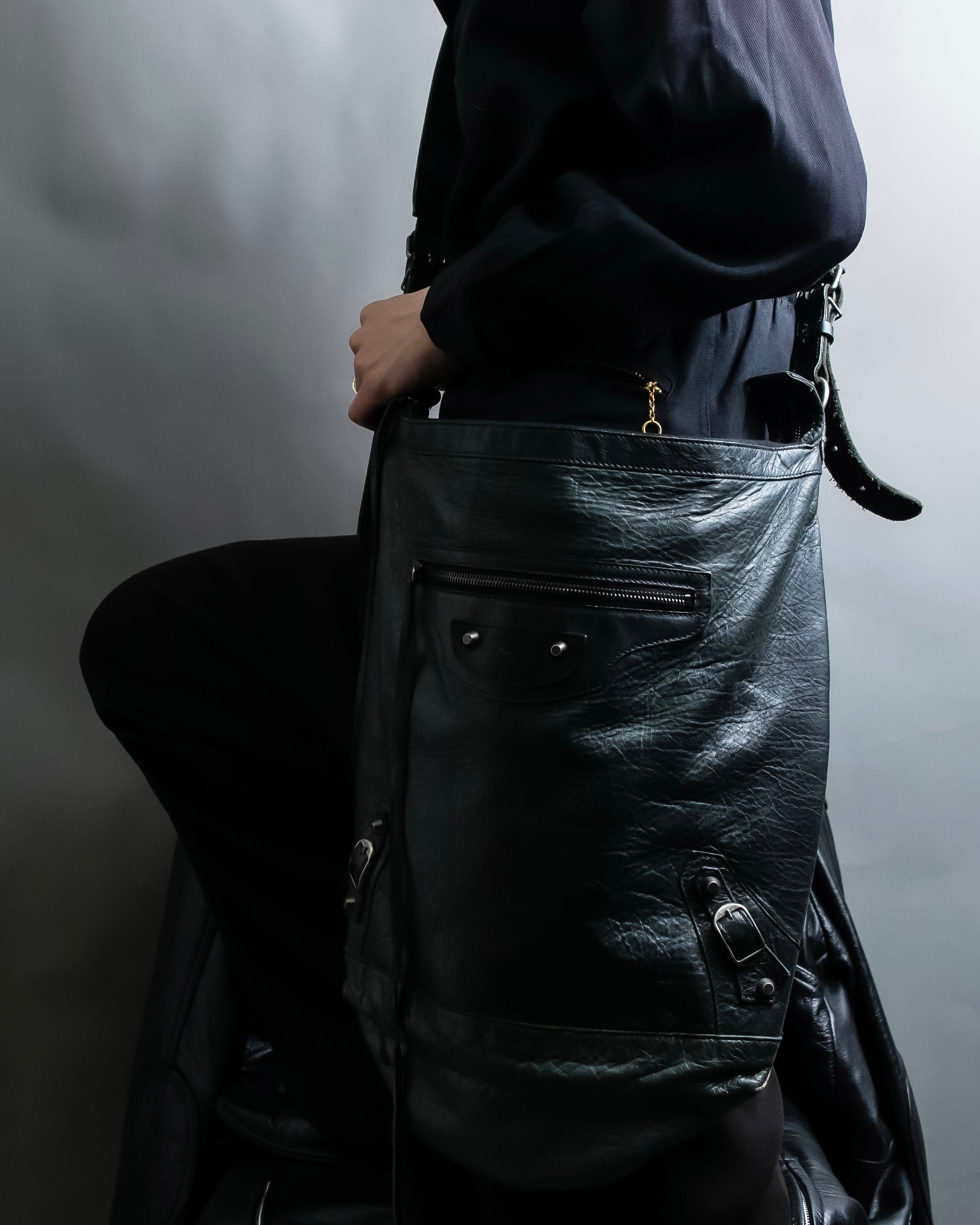 “BALENCIAGA” The Day leather shoulder bag