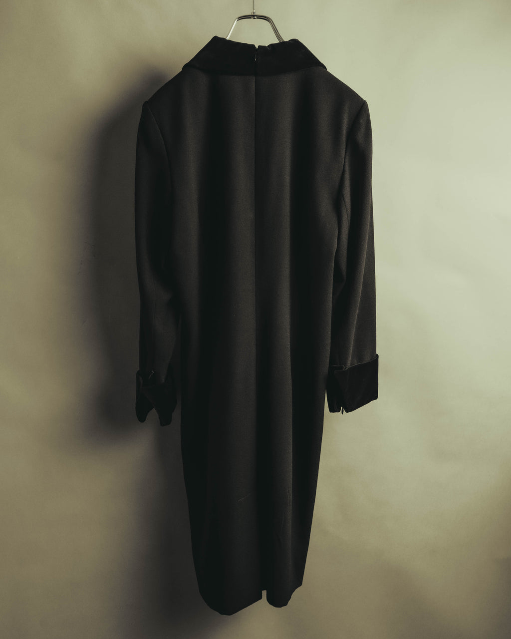 "CELINE" 80's Velvet collar maxi coat dress