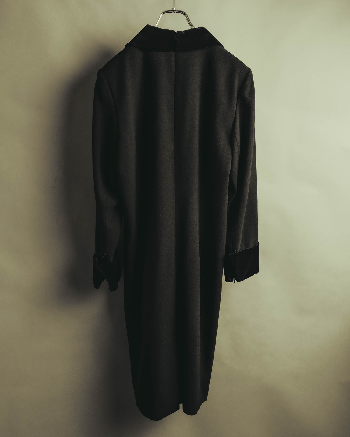 "CELINE" 80's Velvet collar maxi coat dress