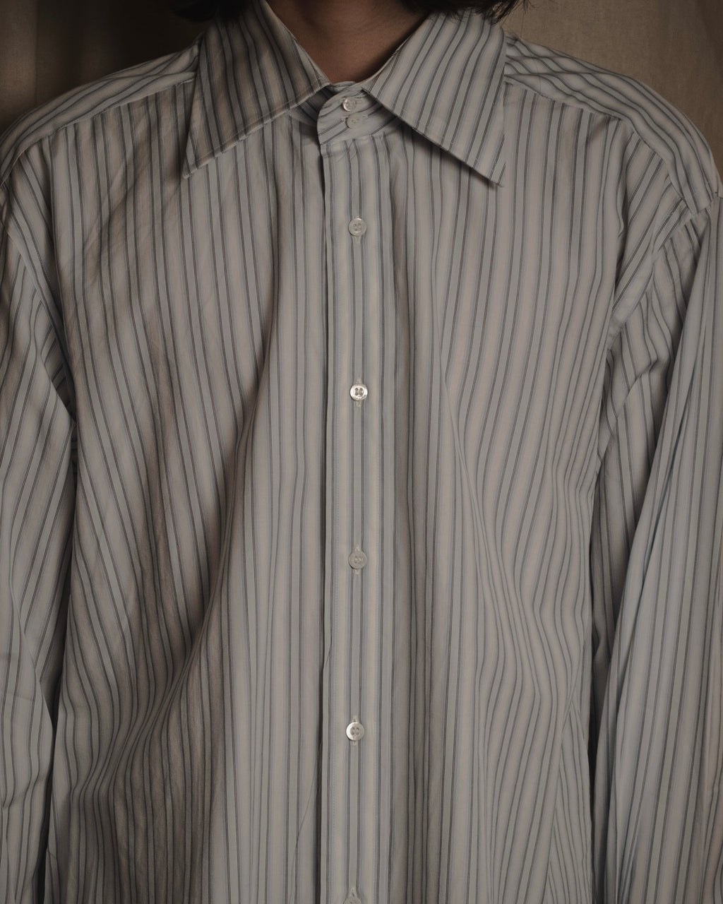 "GUCCI" Striped spread collar shirt with contrast cuffs
