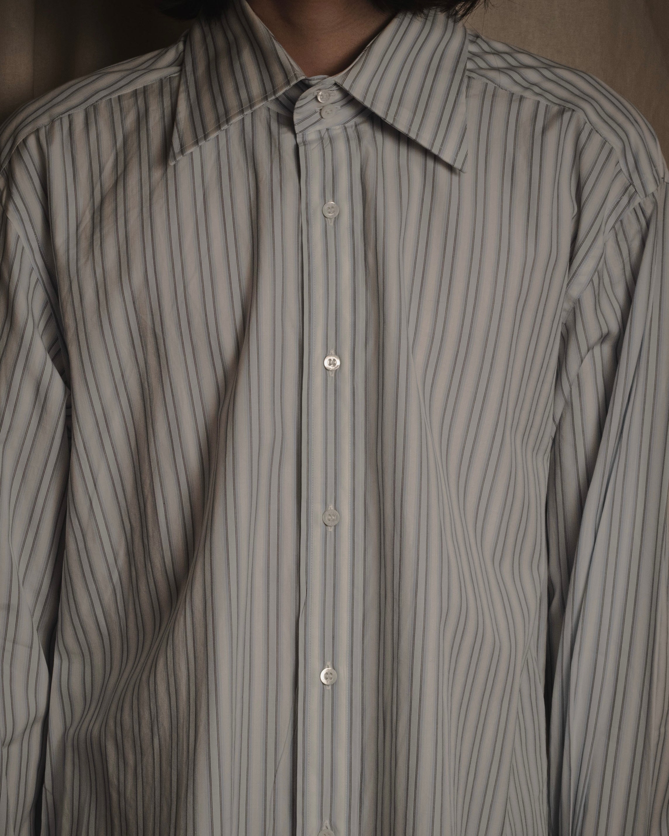 "GUCCI" Striped spread collar shirt with contrast cuffs