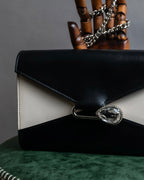 "Alexandar McQueen" Two-tone crystal clasp leather shoulder wallet