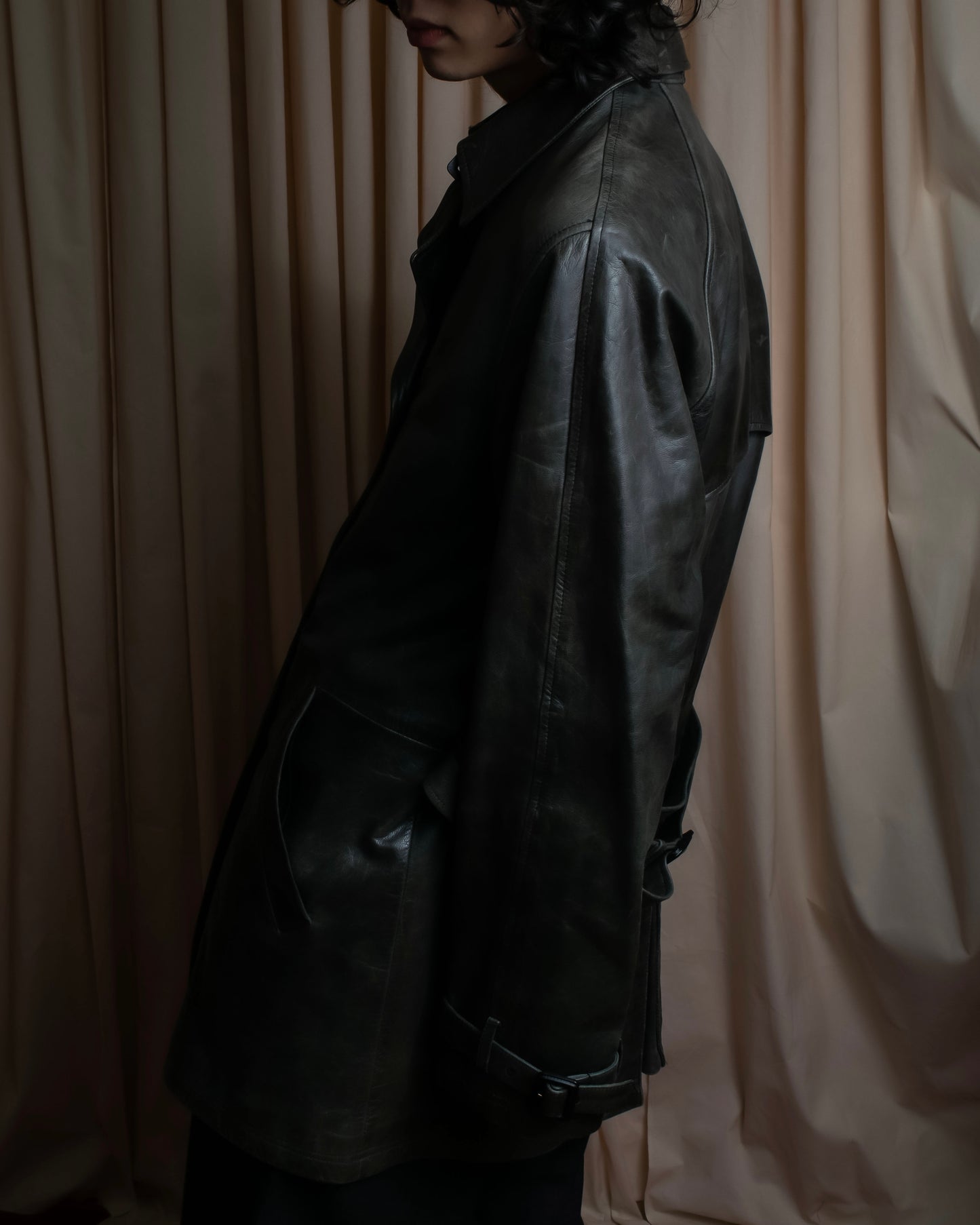 "PAUL SMITH" Military detail double-breasted sheepskin leather coat