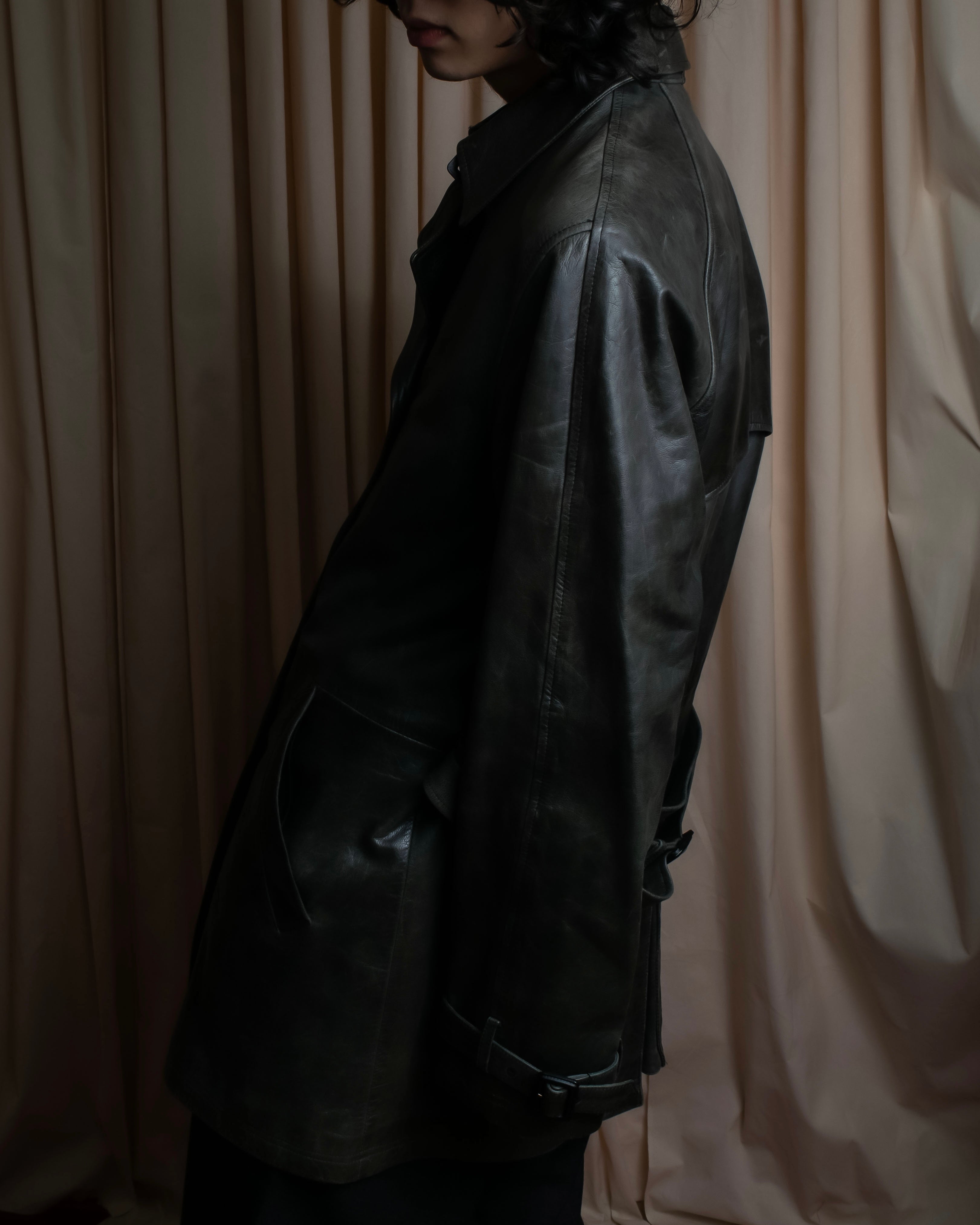 "PAUL SMITH" Military detail double-breasted sheepskin leather coat