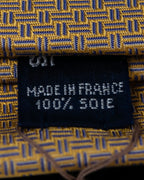 “HERMES” Double line patterned silk tie