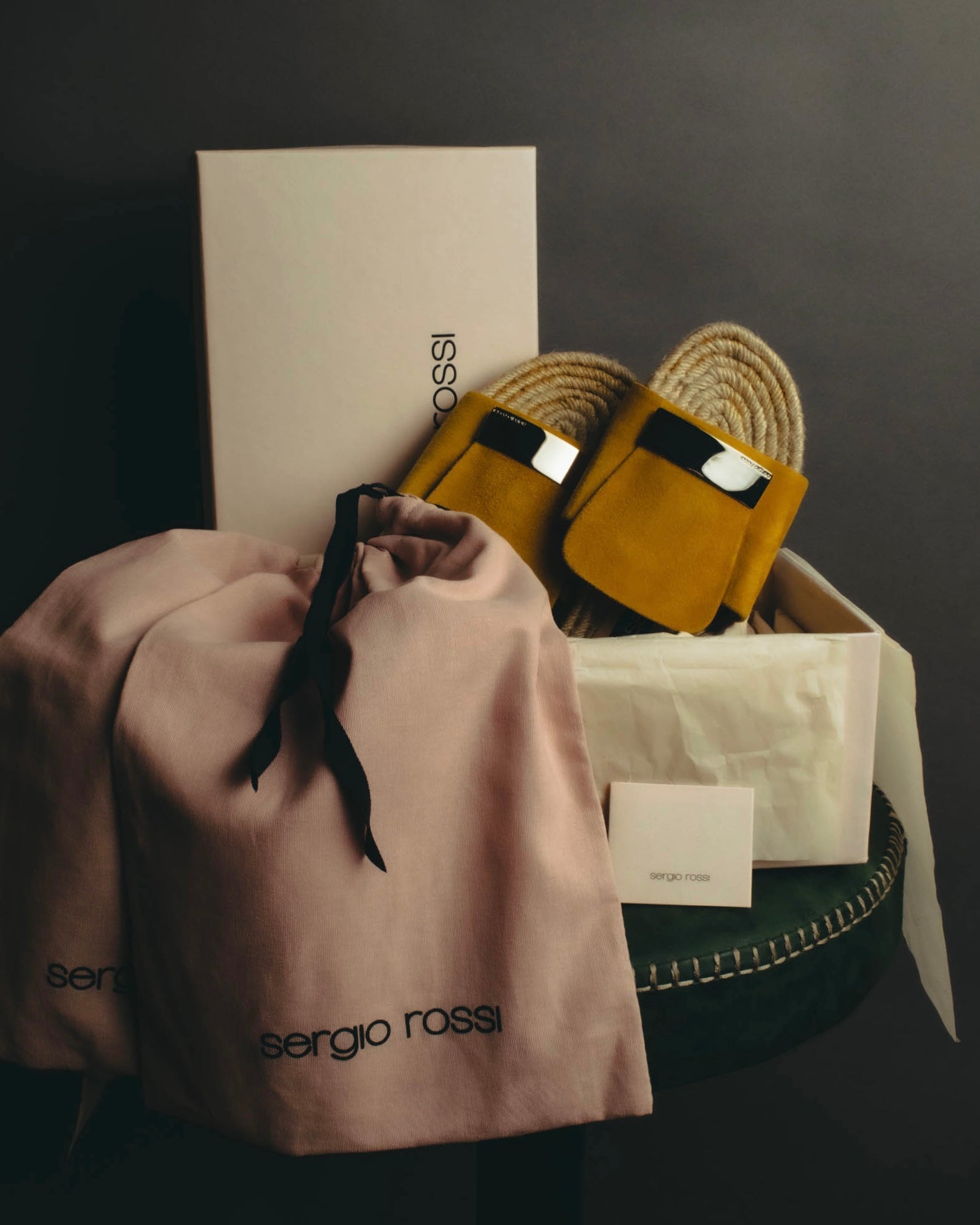 “Sergio Rossi” 2017-2023 suede sr1 espadrille slide sandals