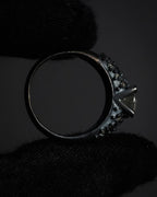 “Vintage” Textured pavé set solitaire ring