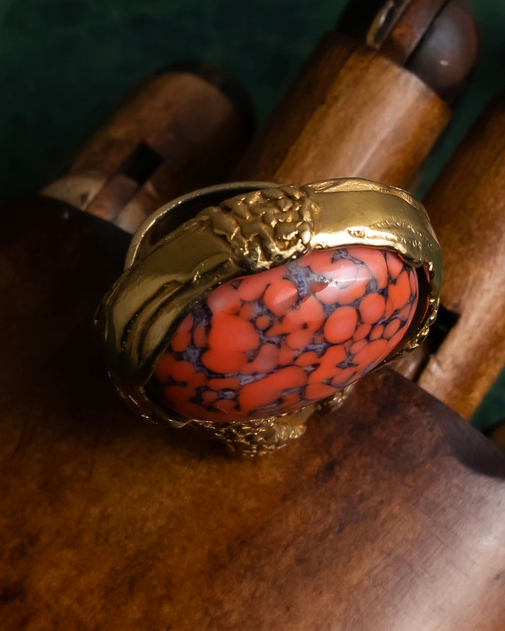 "YVES SAINT LAURENT" Treasure box style turquoise artillery ring