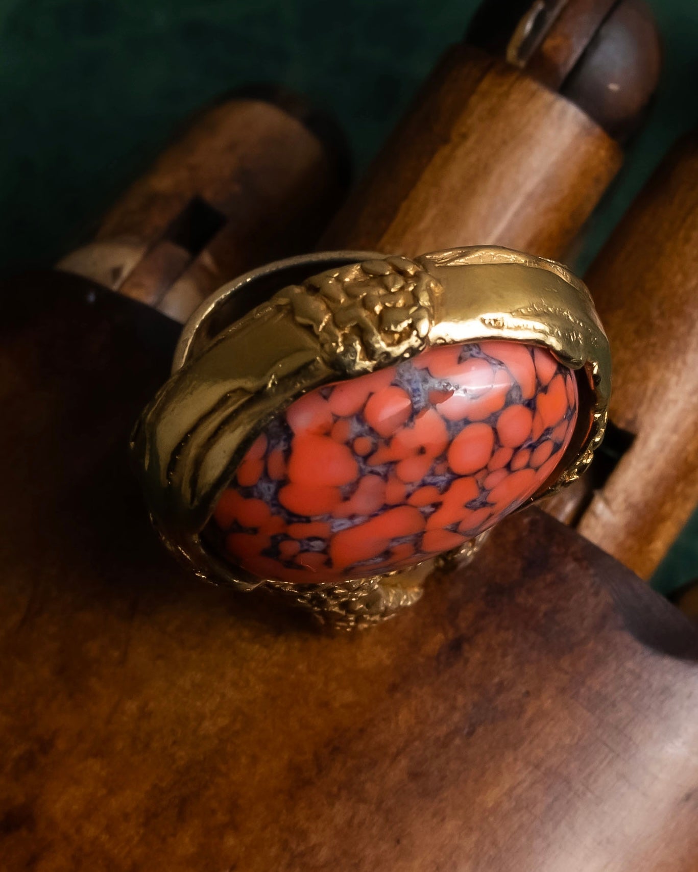 "YVES SAINT LAURENT" Treasure box style turquoise artillery ring