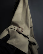 "BURBERRYS" Traditional detail double-breasted stand color trench coat