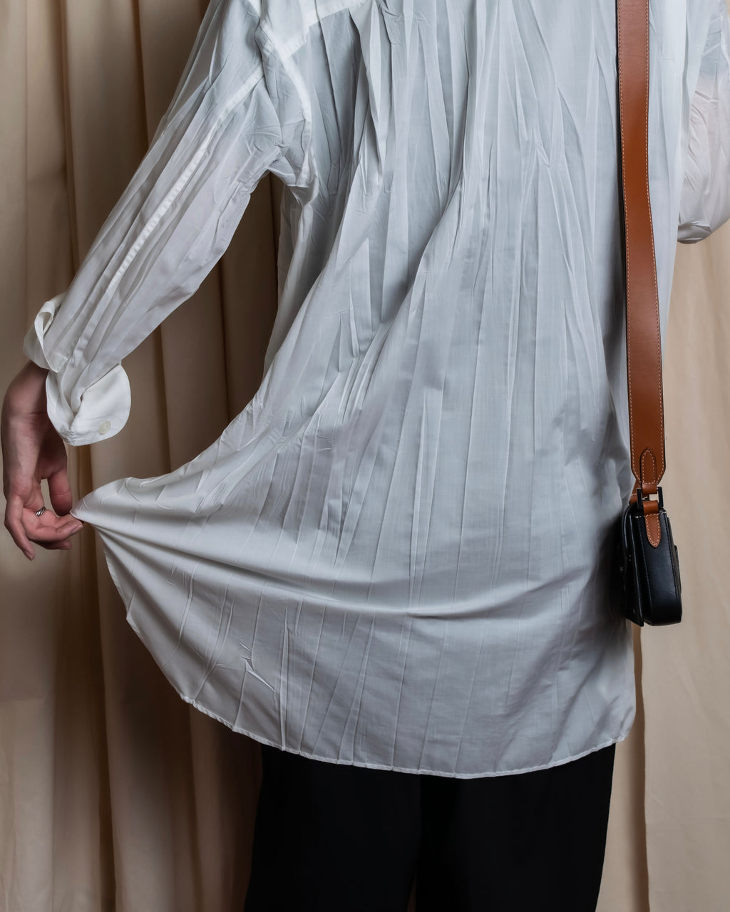 "ISSEY MIYAKE" Pleated design polyester long shirt