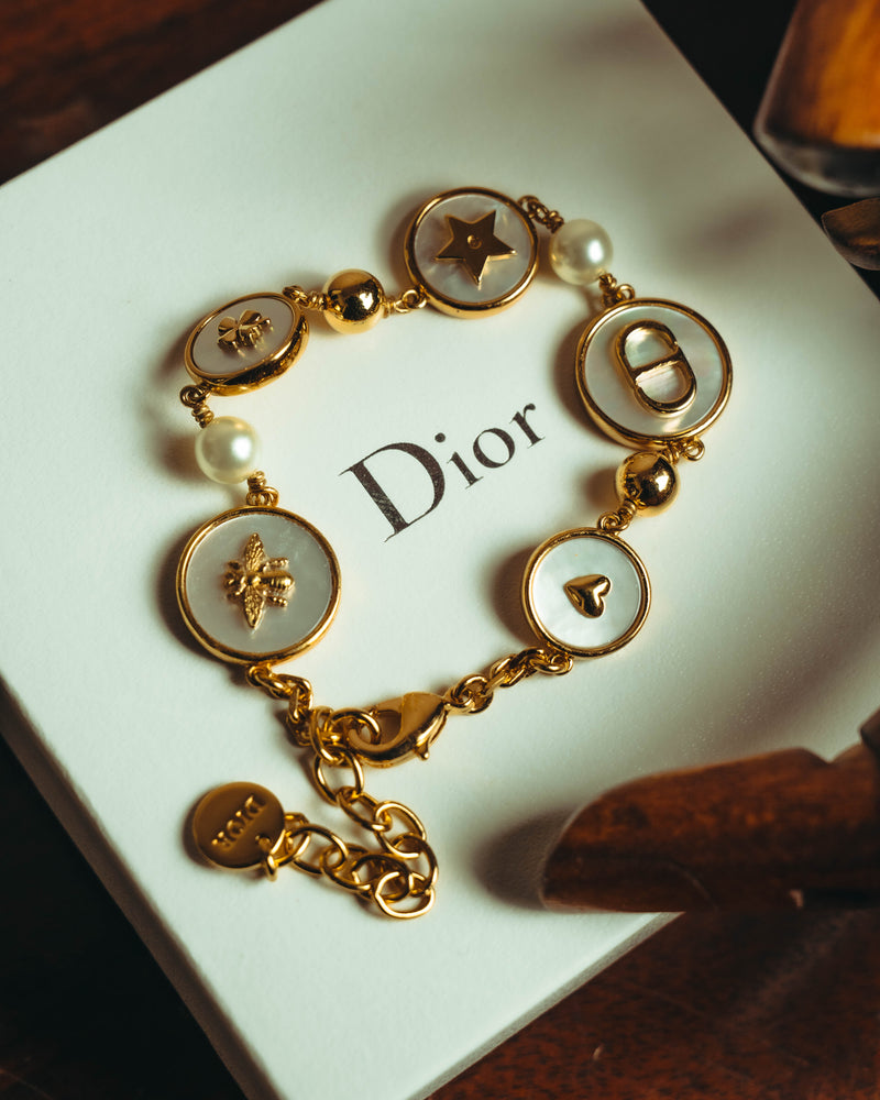 "Christian Dior" 20's Iridescent mother of pearl charm bracelet