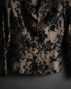 “CELINE” 00’s Lace overlay silk blend tailored jacket