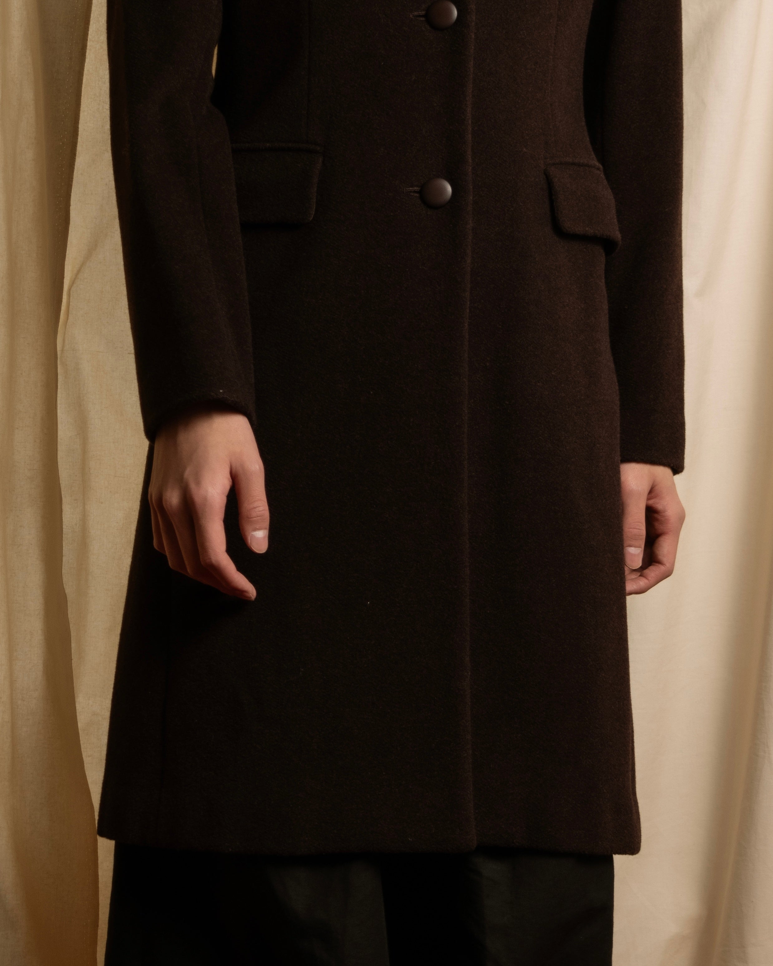 "miss Chloe" Fur collar switching design wool coat