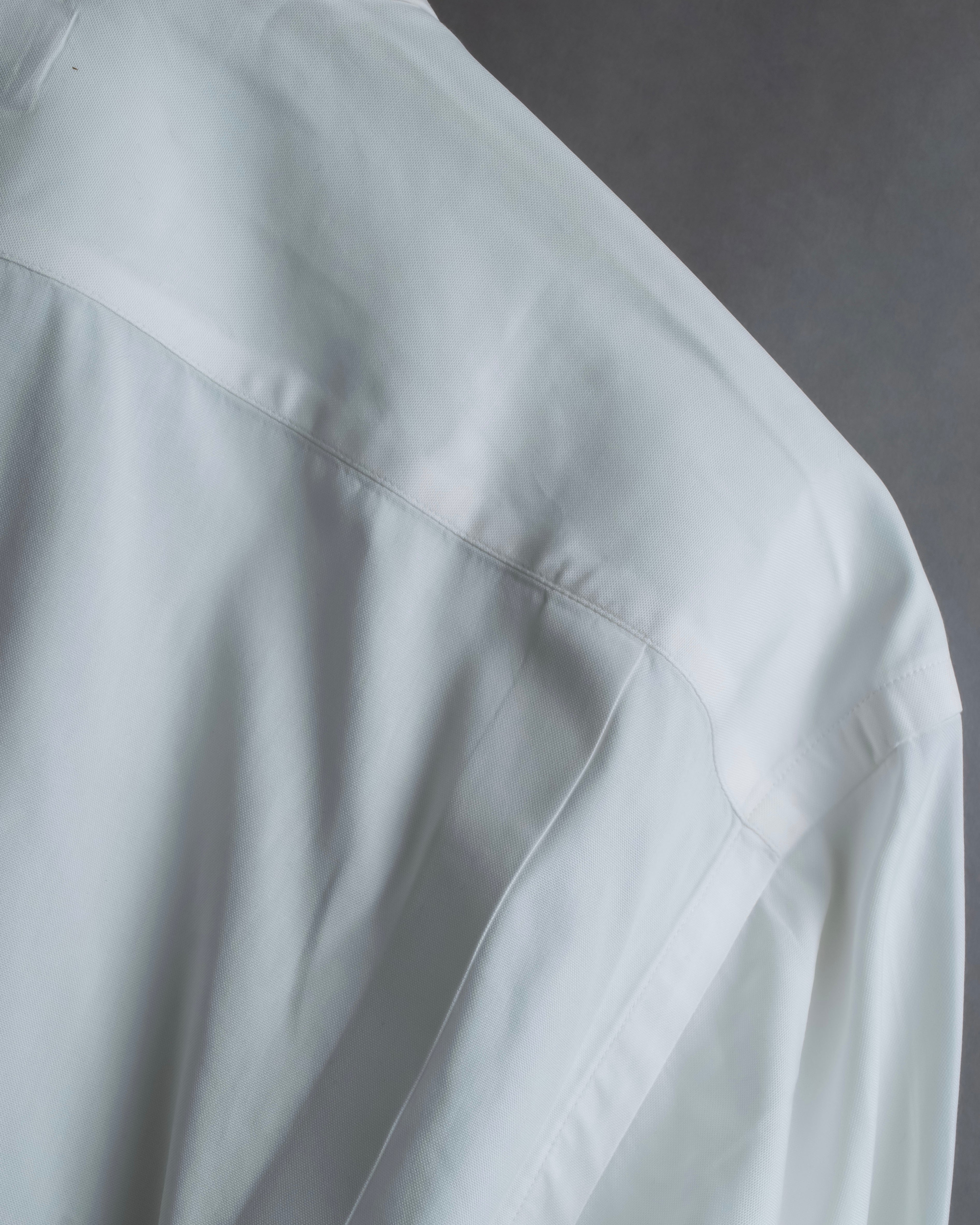 "HERMES" Yoke switching design white cotton shirt