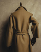 “GUCCI” 00’s-10’s Cashmere-blend leather-trimmed belted long coat