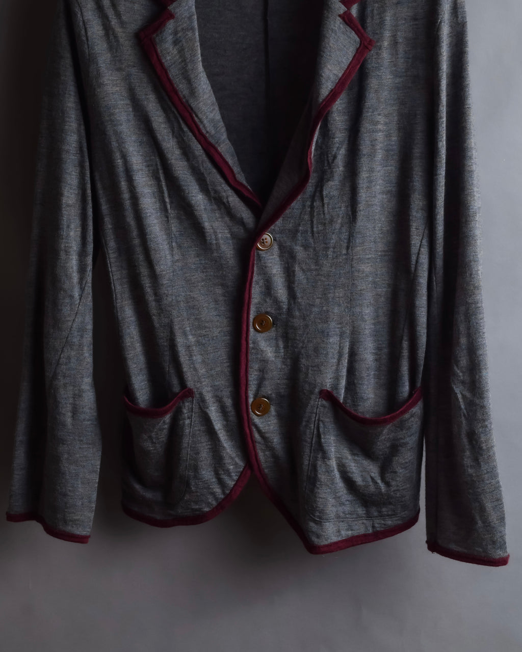 "Vivienne Westwood MAN" Bordeaux piping design draped tailored jacket