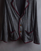 "Vivienne Westwood MAN" Bordeaux piping design draped tailored jacket
