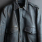 "VANSON" Out pocket design ribbed leather jacket