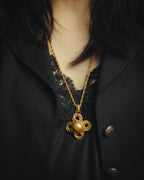 -SPECIAL- "YVES SAINT LAURENT" 80's-90's Baroque pearl textured gold pendant necklace