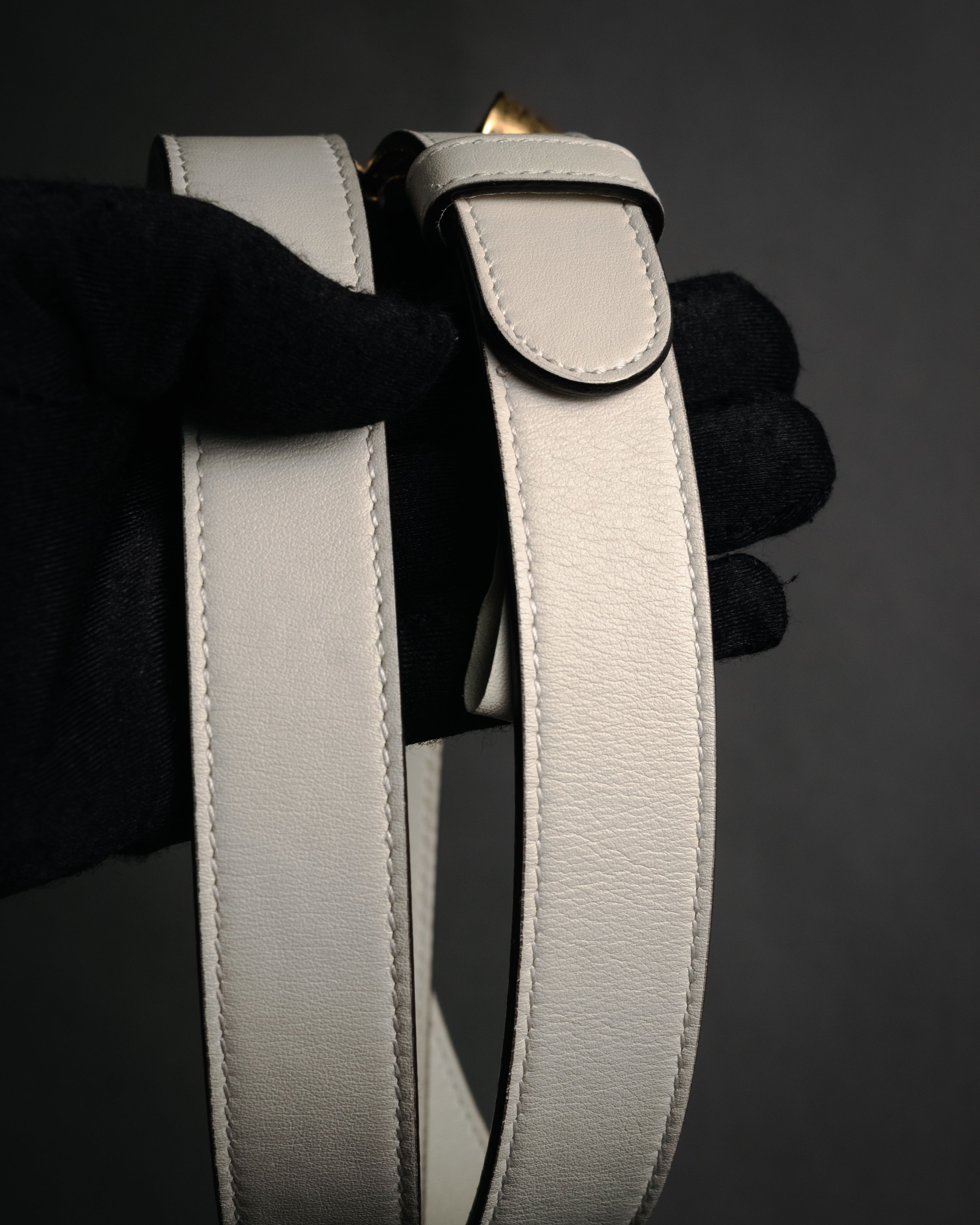 –SPECIAL– “GUCCI” Michele period Ribbon pearl embellished leather belt