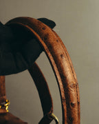 "JARDIN DES SACS" 80's-90's Structured ostrich leather top handle bag