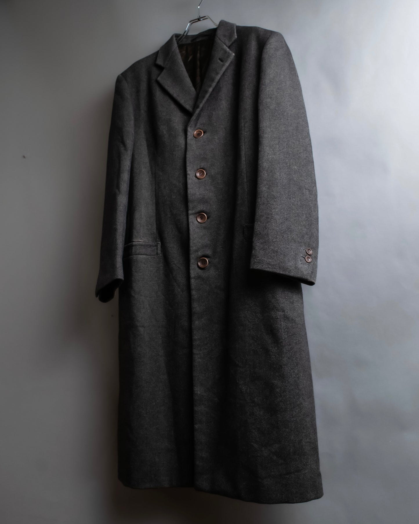 "ARMANI COLLEZIONI" Shoulder width structured oversized herringbone chester coat