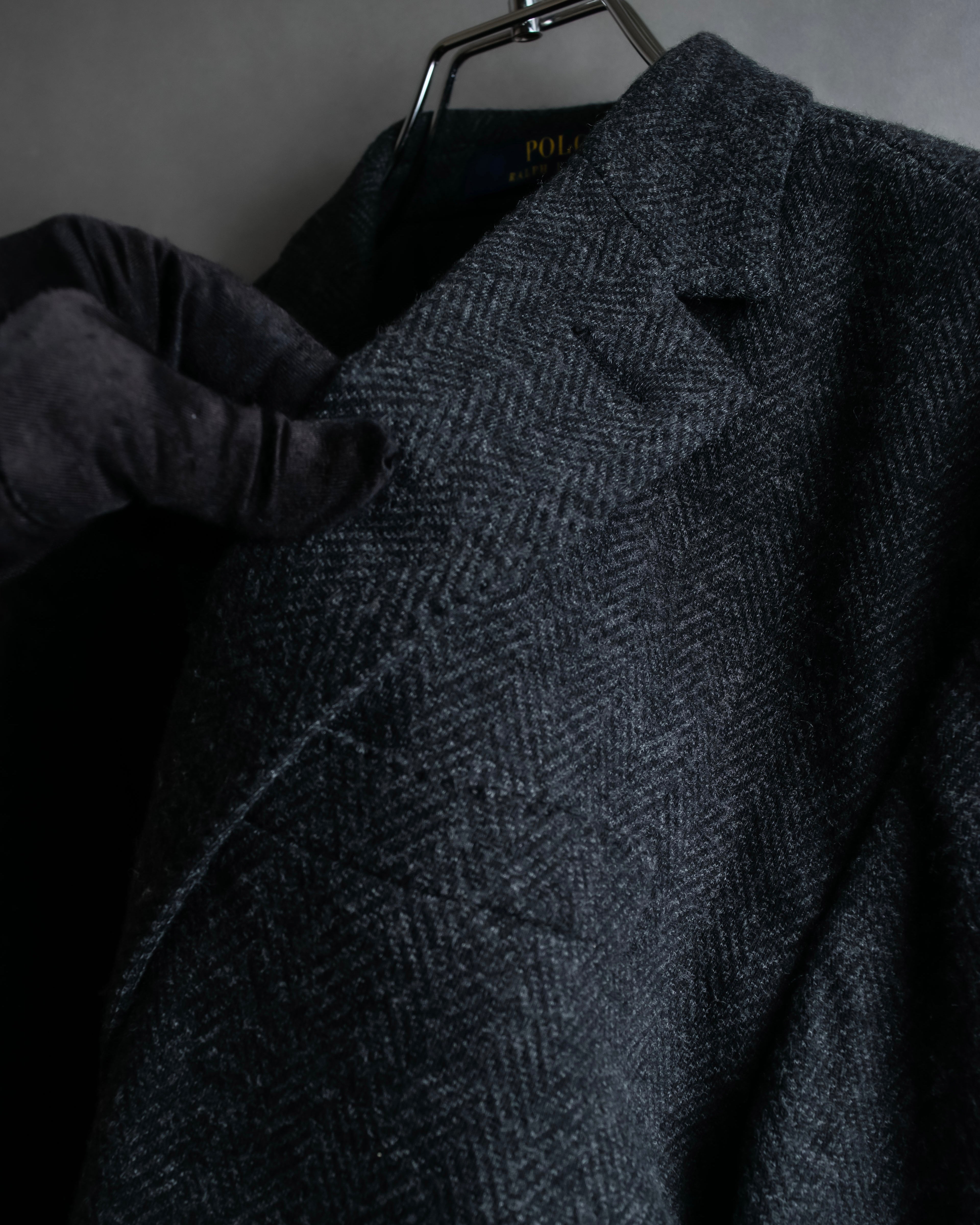 "POLO Ralph Lauren" Herringbone weave charcoal gray tailored jacket