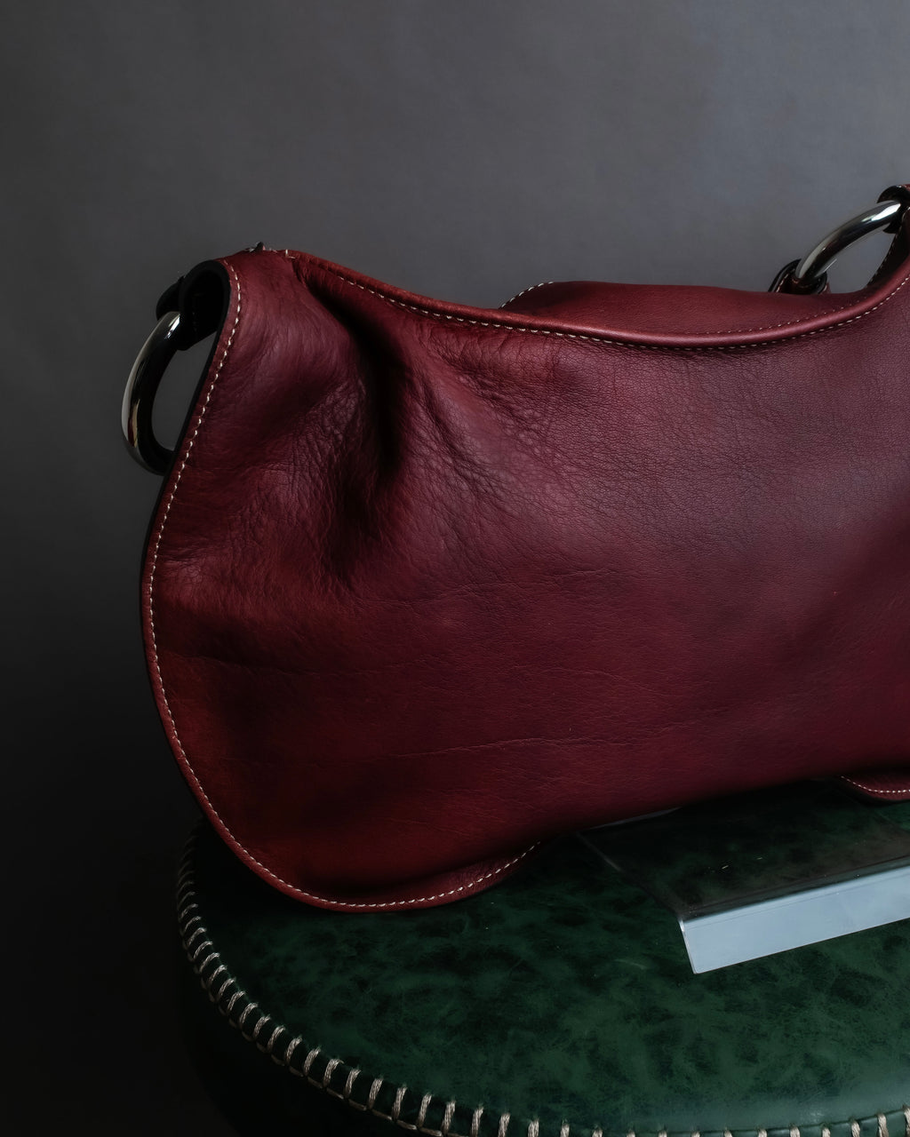 "SEQUOIA" Bordeaux color suede one-handle bag