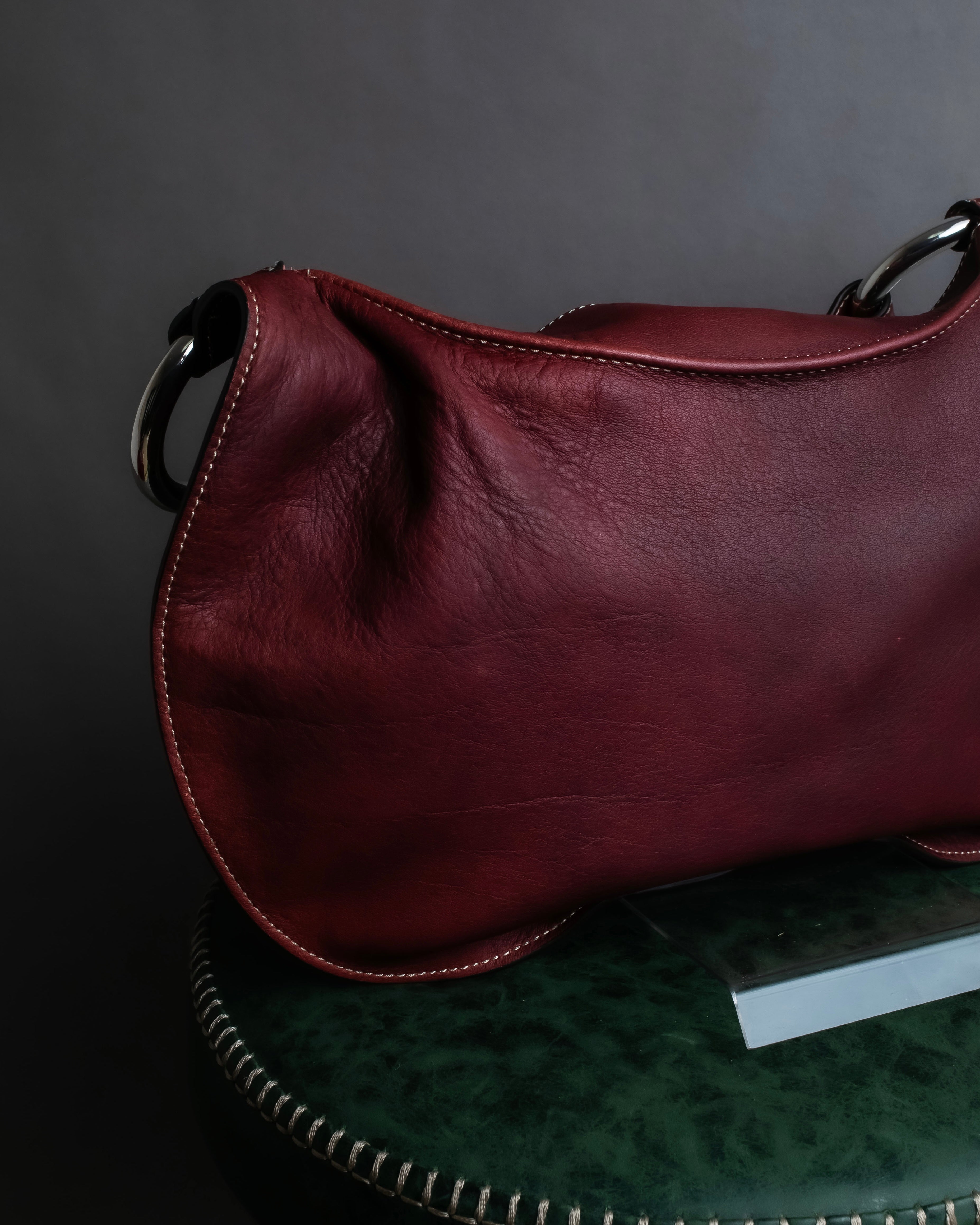 "SEQUOIA" Bordeaux color suede one-handle bag