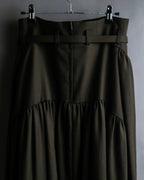 "SUPPORT SURFACE" Belted gather design flare long skirt