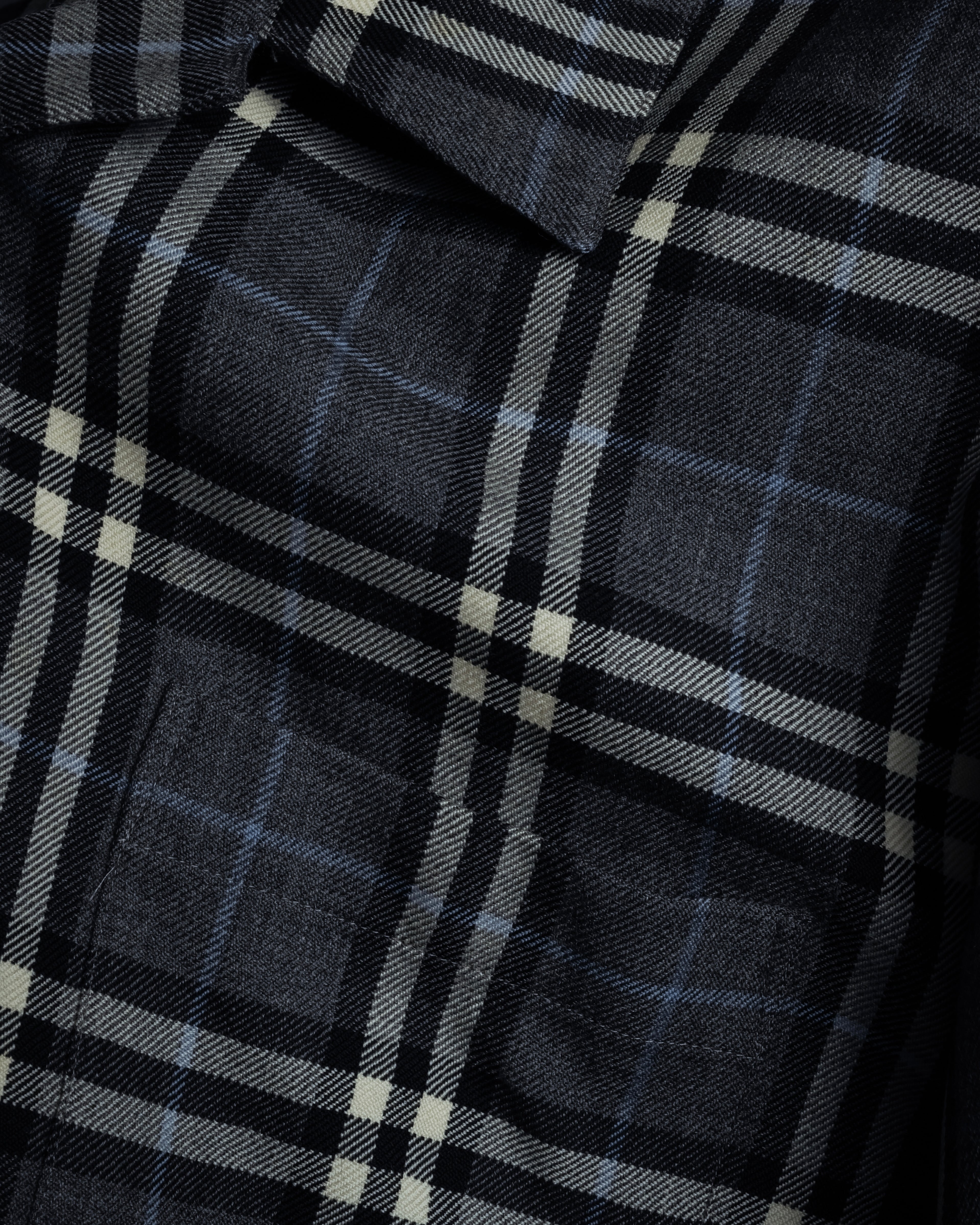 "BURBERRYS" Gold metal button design check pattern wool shirt