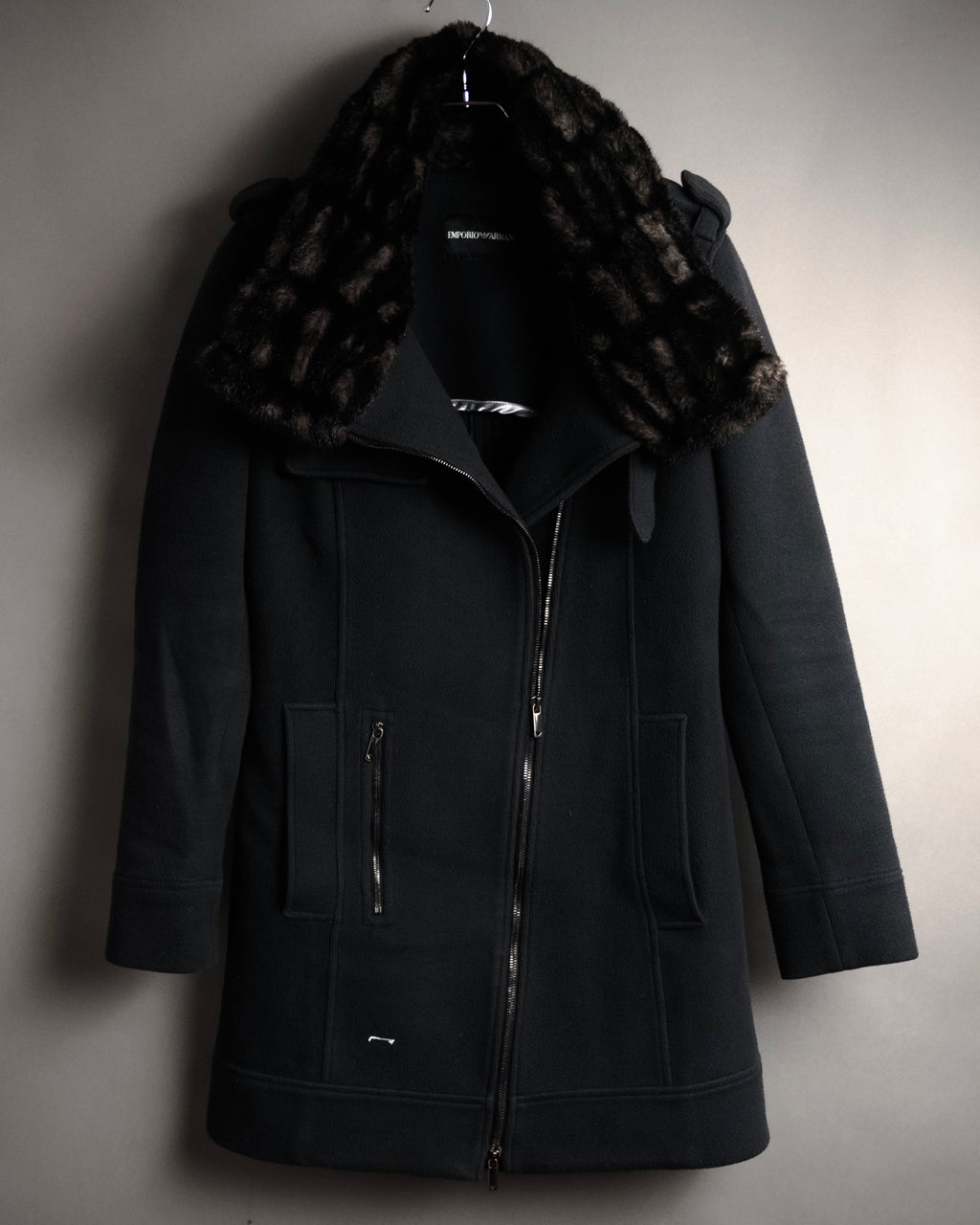 “EMPORIO ARMANI” 2009 AW Military inspired zip-up knit long coat