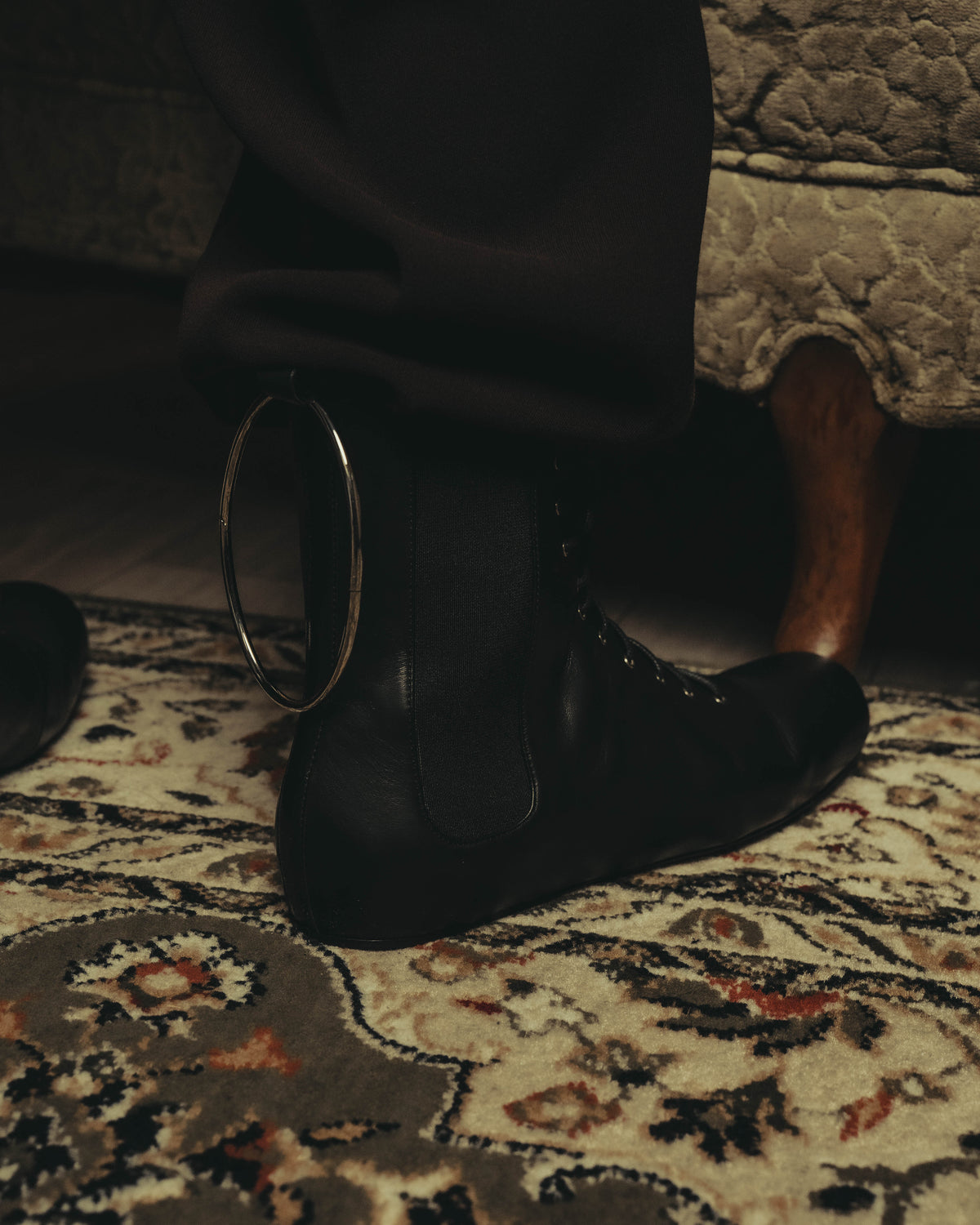 -SPECIAL- "JIL SANDER" 10's Sculptural gathered toe leather ankle boots