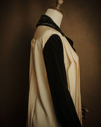 –SPECIAL– “CHANEL” 80’s-90’s pleated silk velvet trim blouse