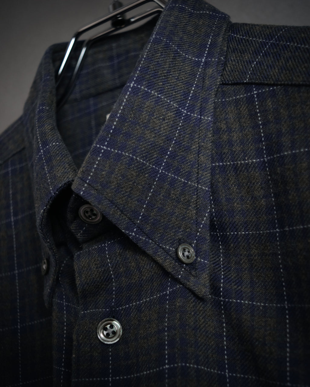 “HERMES” 90’s–00’s Windowpane cotton button down shirt