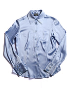 GIORGIO ARMANI/ Beautiful Stretch Satin Dress Shirt Shiny Blue