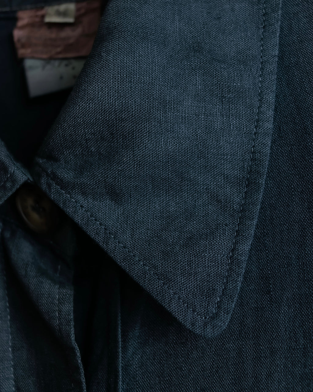 "HERMES" 90's Military detail linen long shirt dress