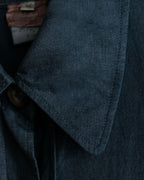 "HERMES" 90's Military detail linen long shirt dress