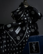 "YVES SAINT LAURENT" Large polka dot silk long scarf