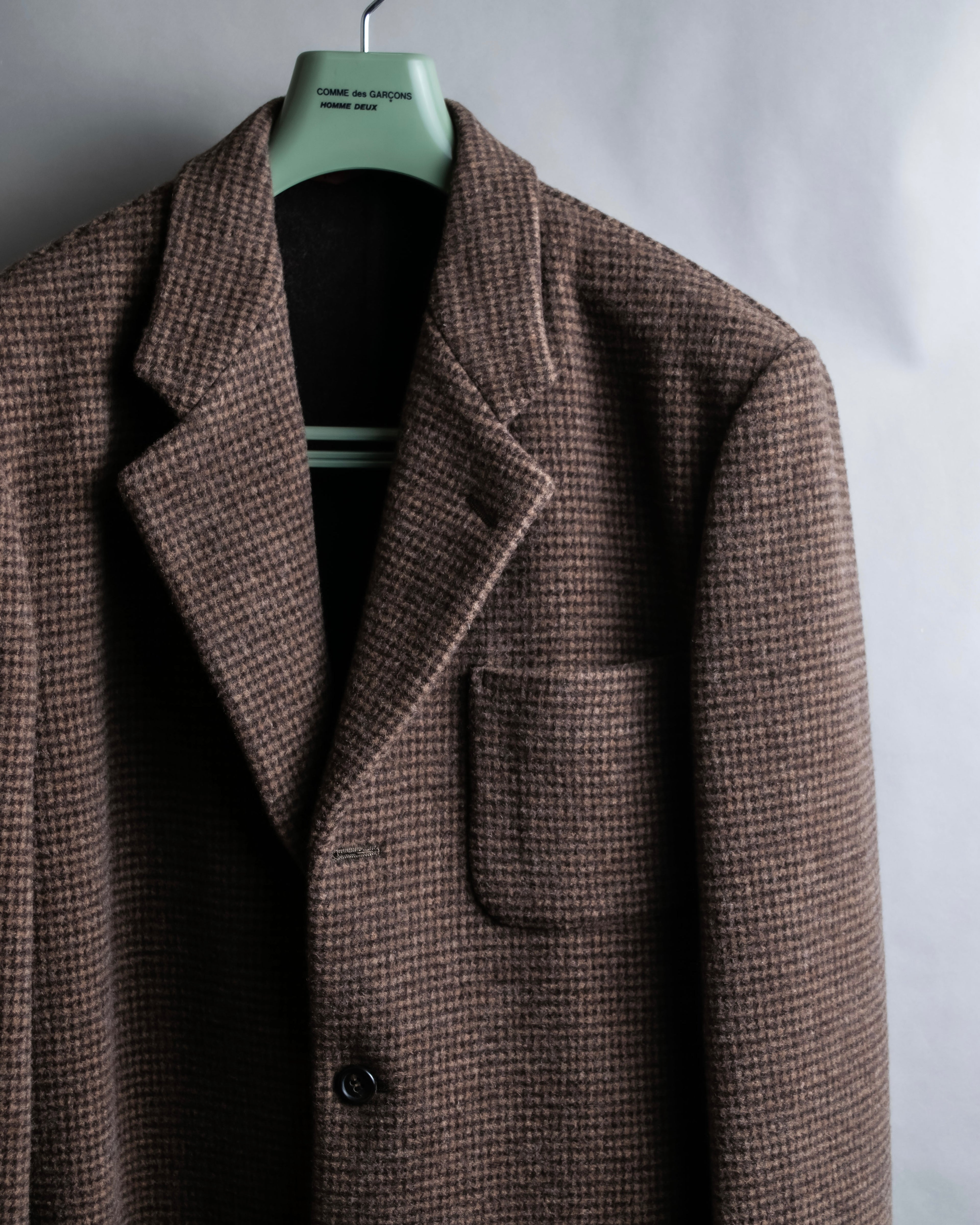 "COMME des GARCONS
HOMME DEUX" Brown checked pattern tailored jacket